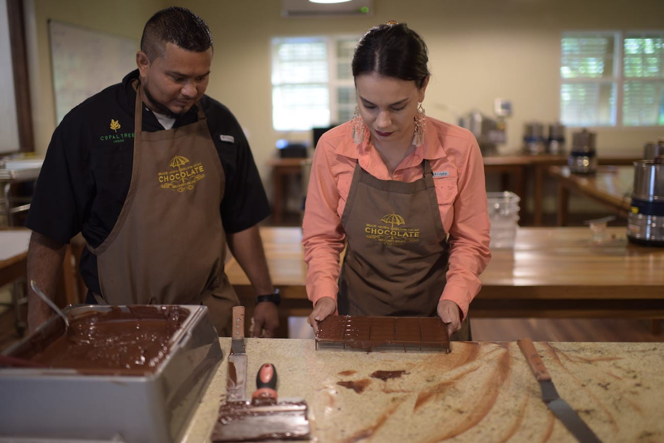 Chocolate making class at Copal Tree Lodge. 