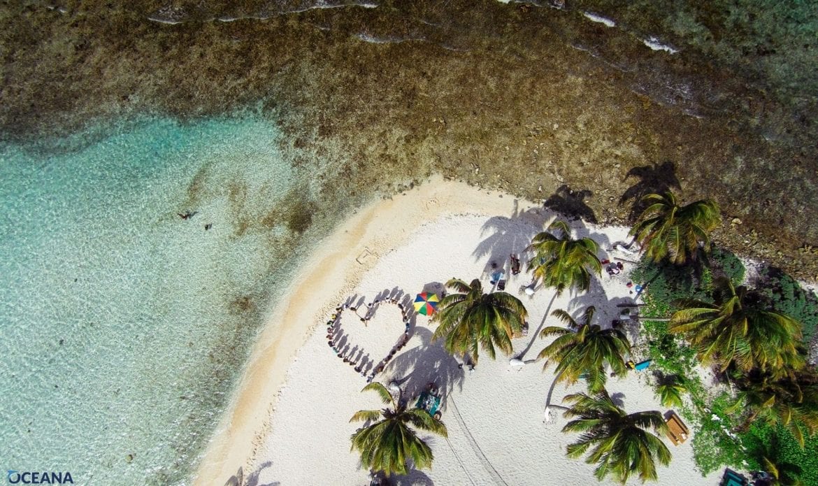 Oceana Belize island aerial heart