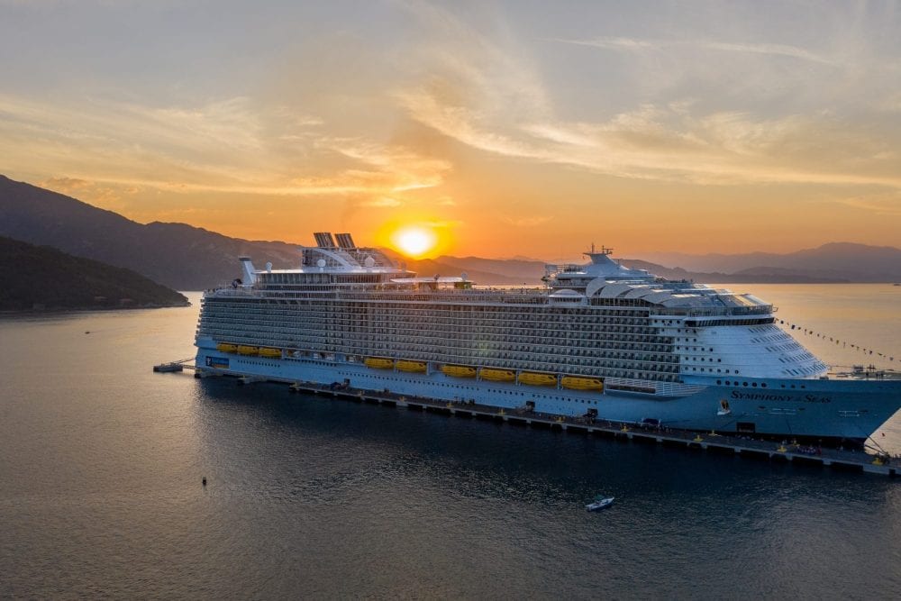 Royal Caribbean cruise ship sunset