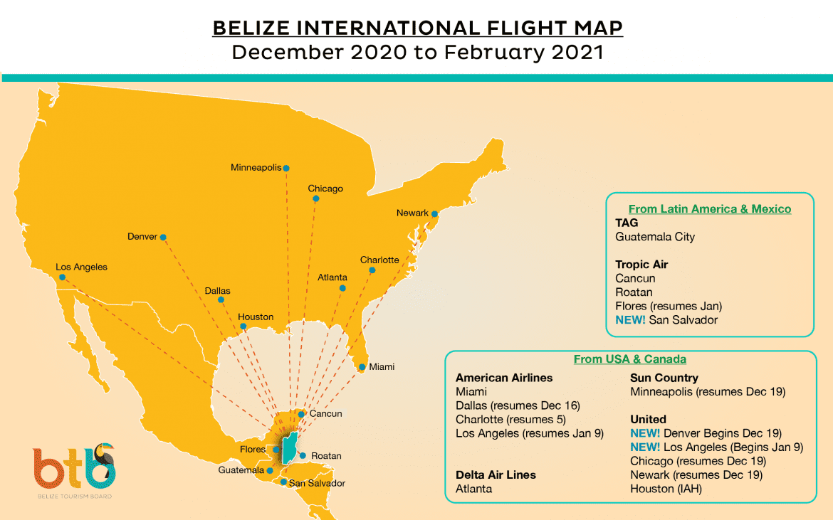 Belize-International-Flight Map 2020