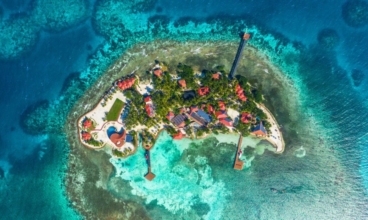 Ray Caye aerial drone Duarte Dellarole island resort belize