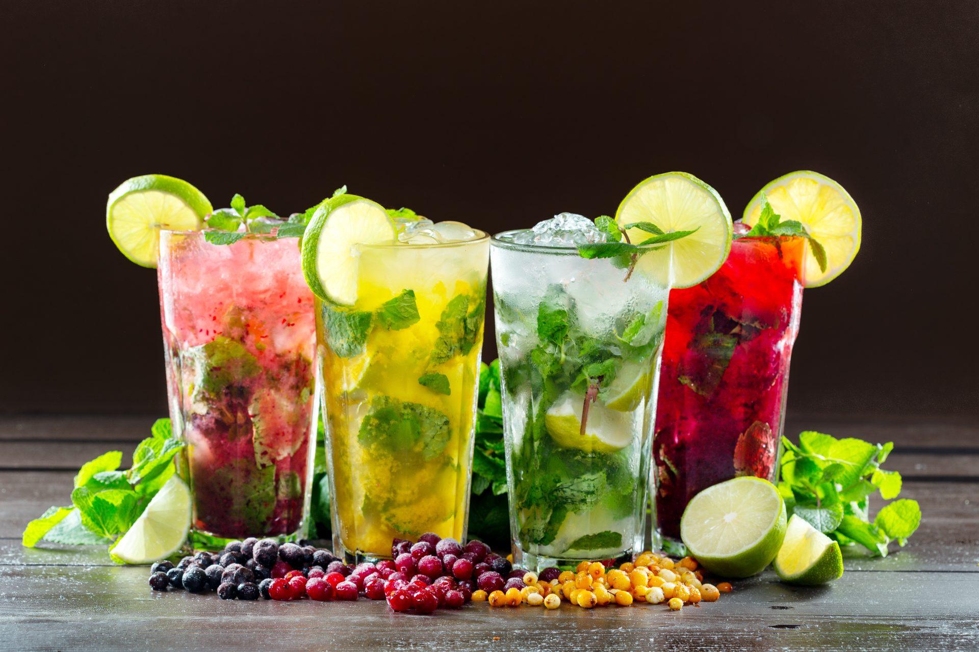 different-types-mojito-cocktail-dark-brown